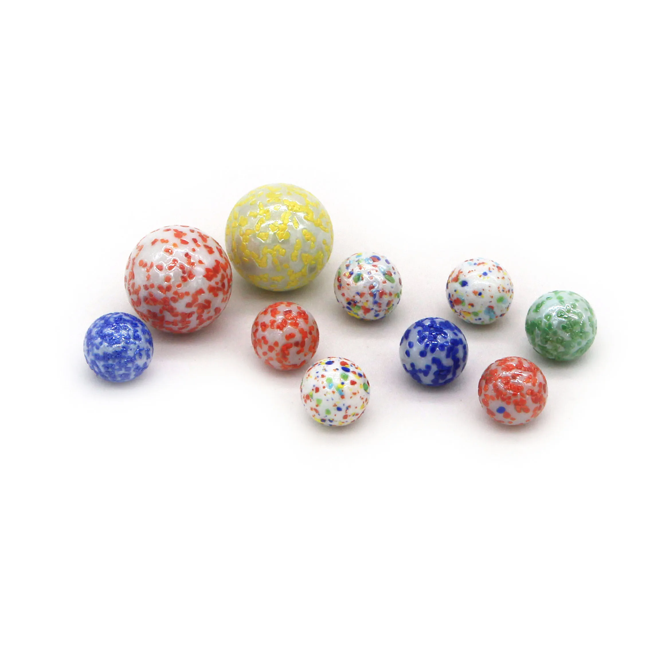 Hot Sales Colorful R16mm White Ceramic Speckled Cheap Glass Marble Ball for decoration and toy