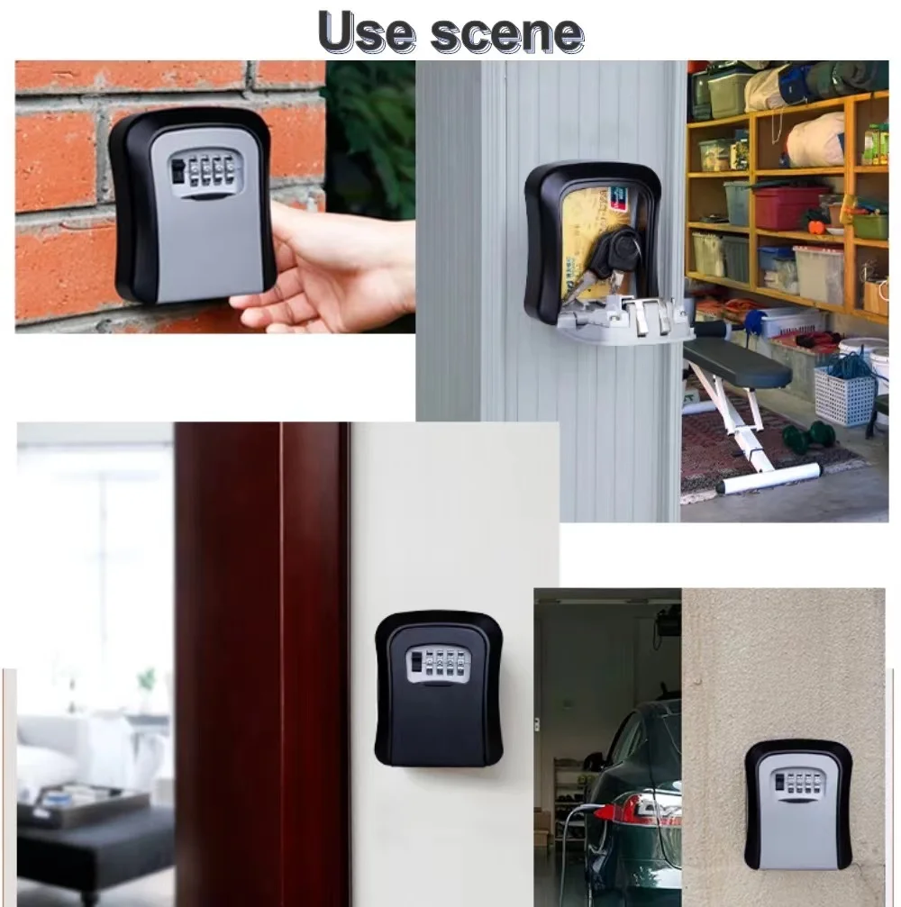 Plastic Wall Mounted 4 digit Code Mount emergency password Key Lock Box Home Storage Key Lock Box