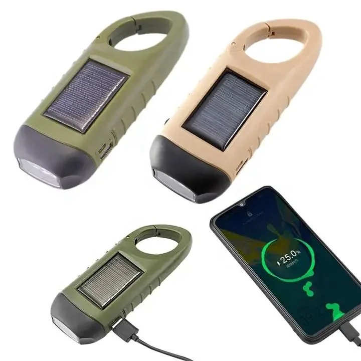 2023 HYF Solar Dynamo Portable Torch Hand Crank MiNi Emergency Flashlight Rechargeable LED Light For Camping