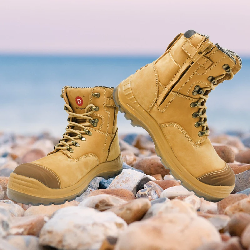 
Work Boots for Men, 8 inch, YKK Zipper, Steel Toe, Slip Resistant Safety Oiled Leather Shoes, Static Dissipative, Breathable 