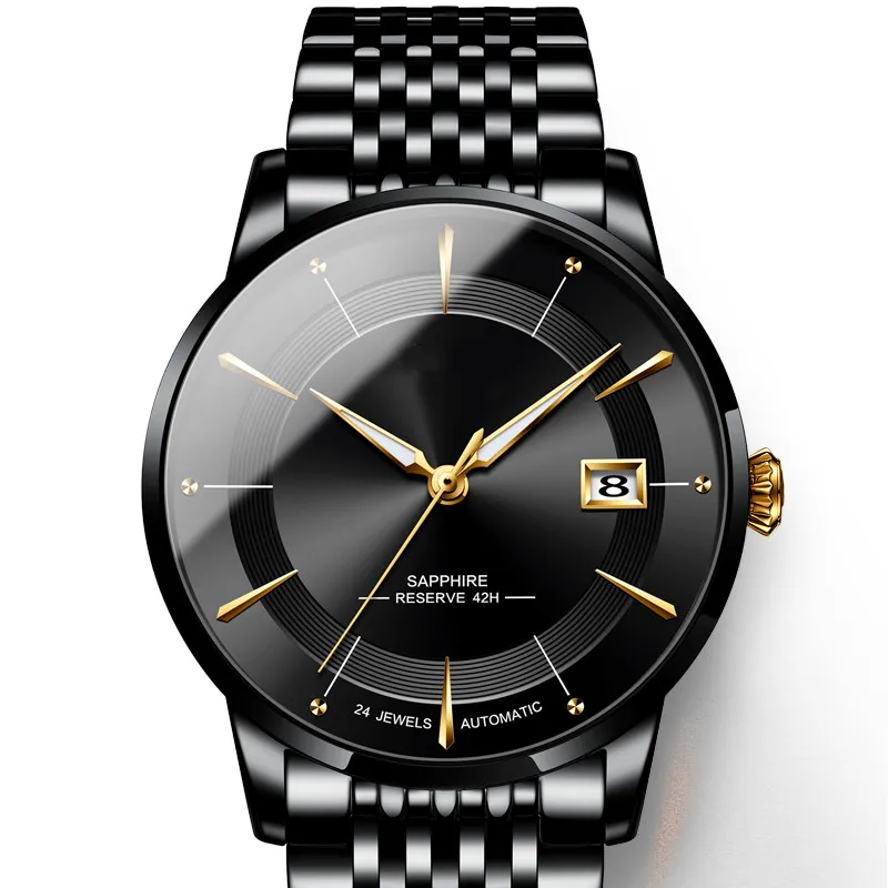 Top Quality Waterproof 904l Stainless Steel Wristwatch No Tick MGMASERATO Automatic Mechanical mens watch in wristwatches luxury