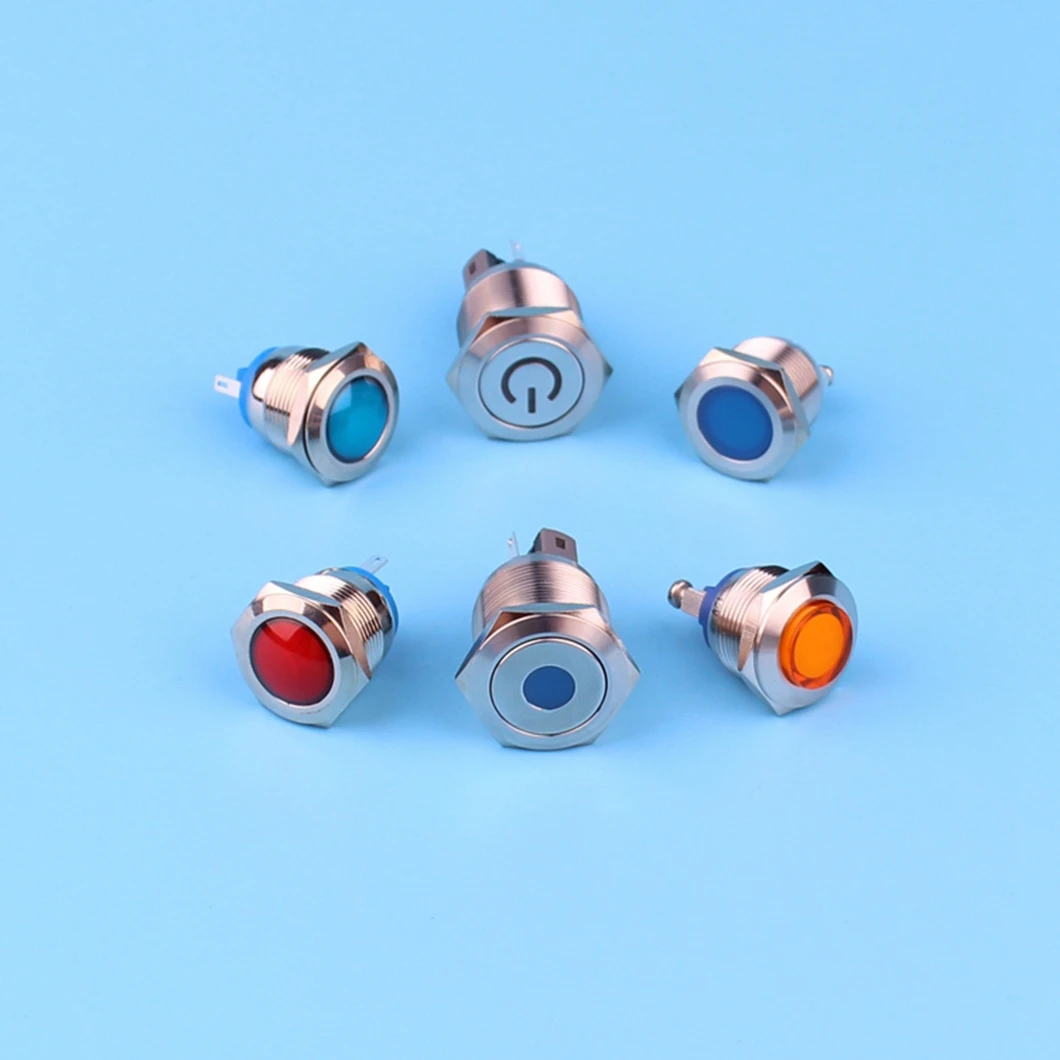 16mm 12V-24V Energy Saving LED Indicator Waterproof IP67 Metal Signal Light Pilot Dash Lamp for Car and machine