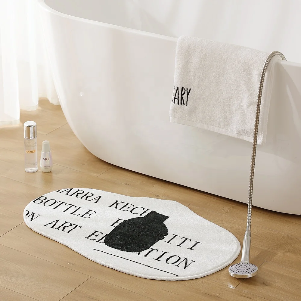 Custom washing room bathroom rug floor mats irregular door mat soft faux fur shag rug washable anti slip bathmat