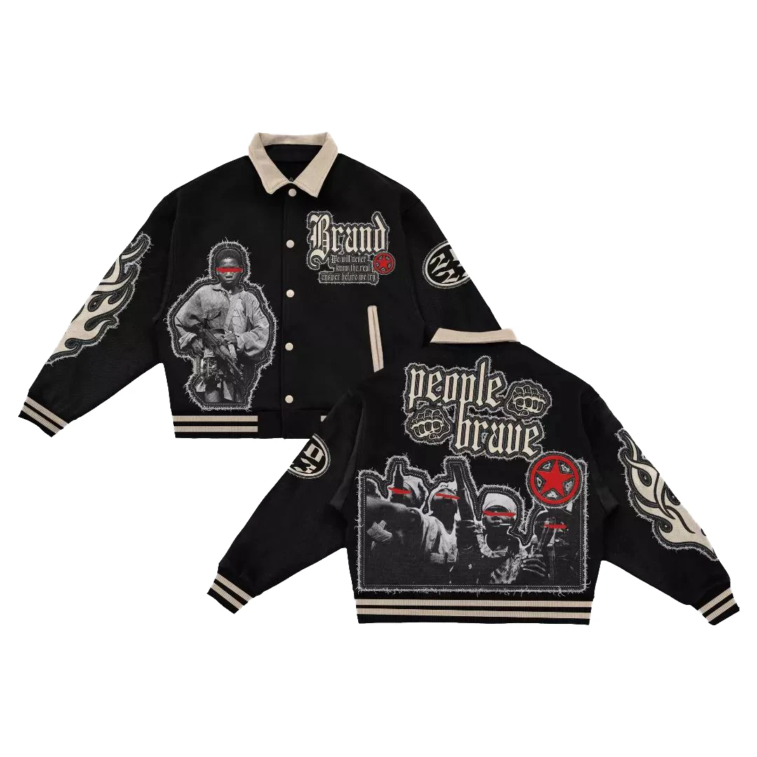 Custom Streetwear Vintage Casual Polar Fleece  Fashion Baseball Letterman Red Varsity Jacket Unisex