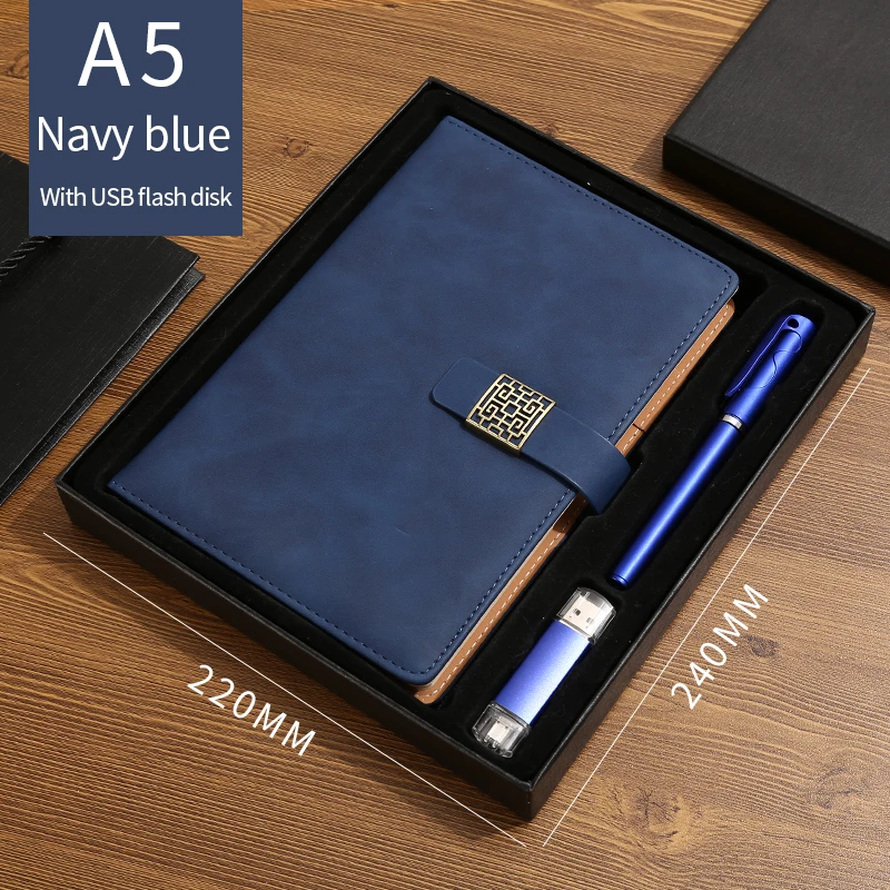 Luxury usb gifts sets usb and pen gift set pen and notebook  leather can be customized logo