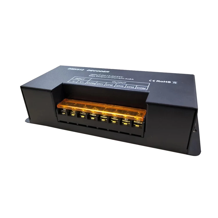 Постоянное напряжение Dc 12-24v мерцание бесплатно 4 канала большой мощности 8a/ch цифровой циферблат Dmx512 декодер