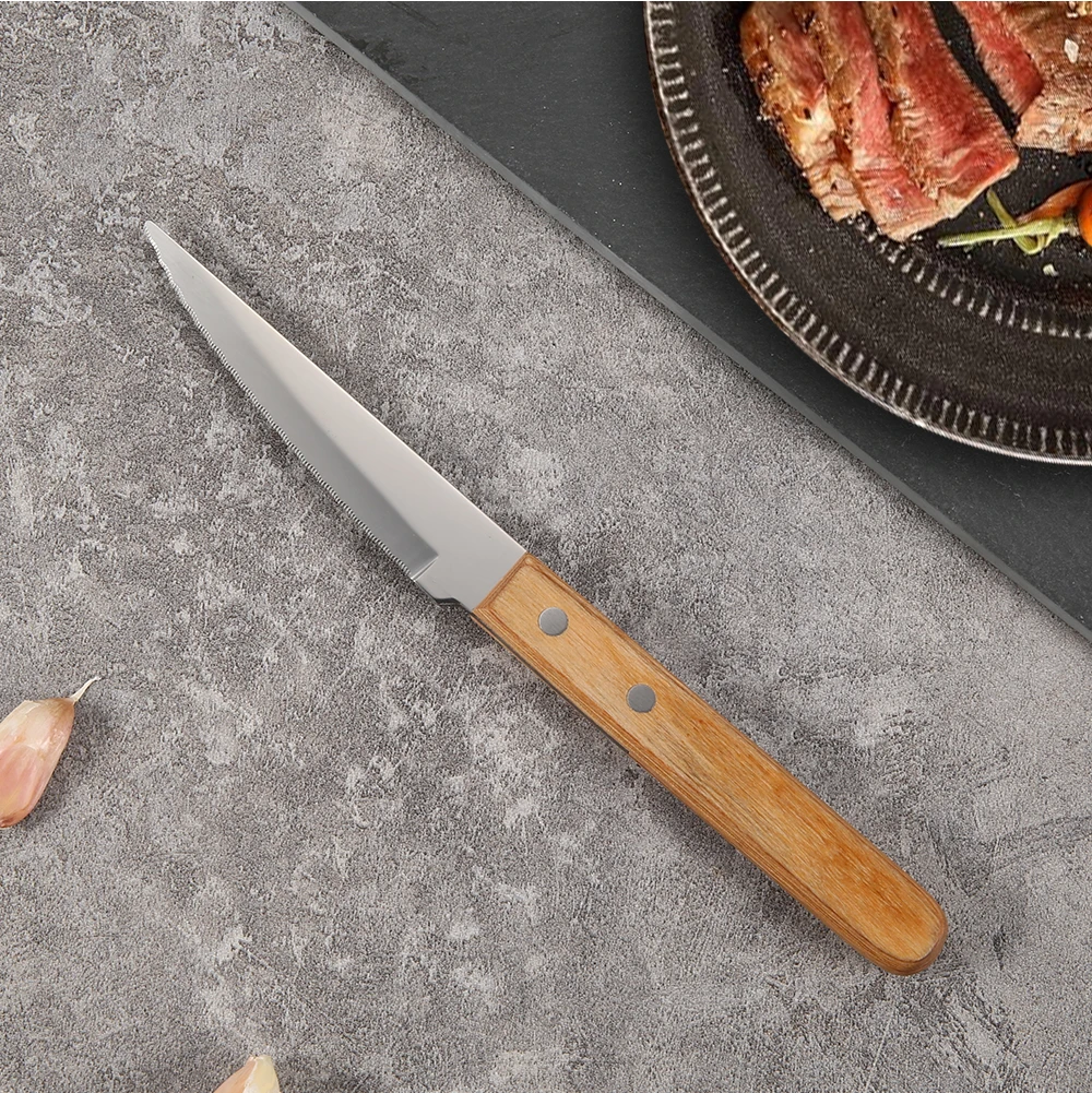 Настраиваемый нож для стейка из нержавеющей стали 3Cr13 деревянная ручка лезвие углеродистой одноразовый лазер традиционный современный лагерь