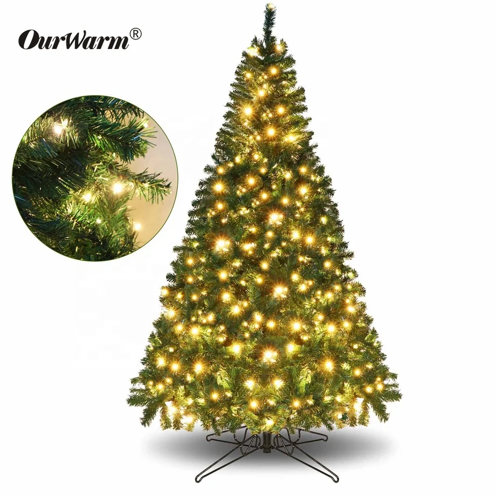 Ourwarm Factory Customized Outdoor Indoor 7ft PVC LED Artificial Prelit Christmas Tree with 400pcs mini bulb