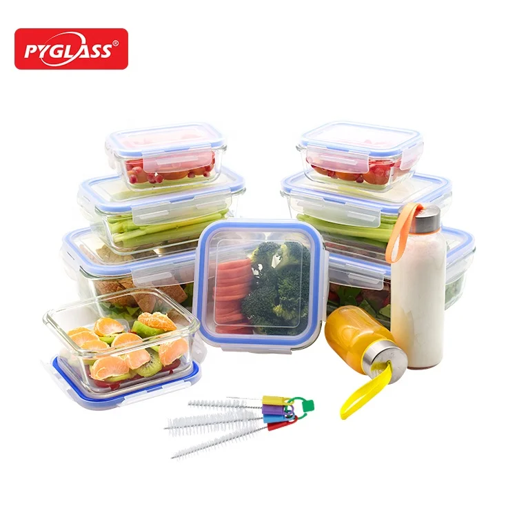 Airtight  BPA Free Lid Glass Meal Prep  Box / Food Storage Container 21 Set