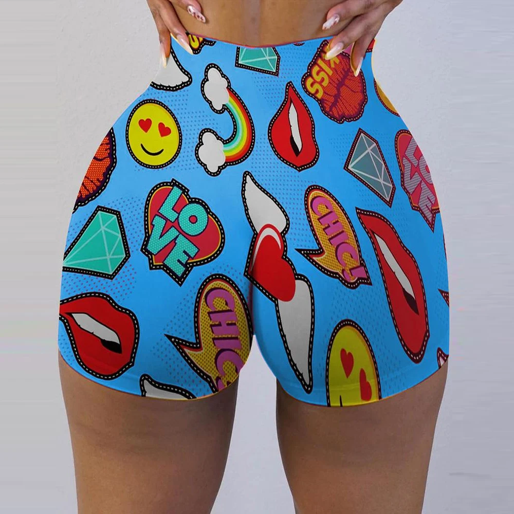 Ladies Tight Shorts Pattern Printed Shorts Hot Shorts Hot Sale Sexy Elastic Waist High Sexy & Club Breathable Quick Dry Regular