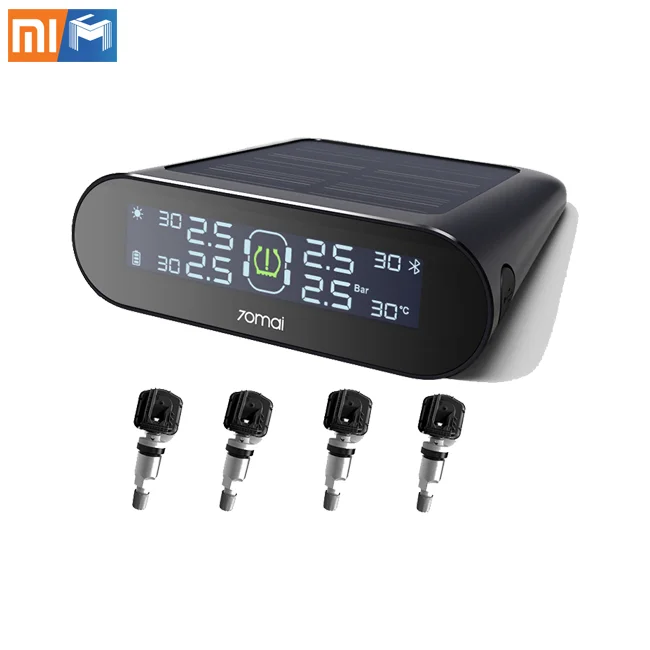 
Original Xiaomi 70mai Tire pressure monitor auto alarm Solar Power Dual USB Charge app control Car Security Alarm System 
