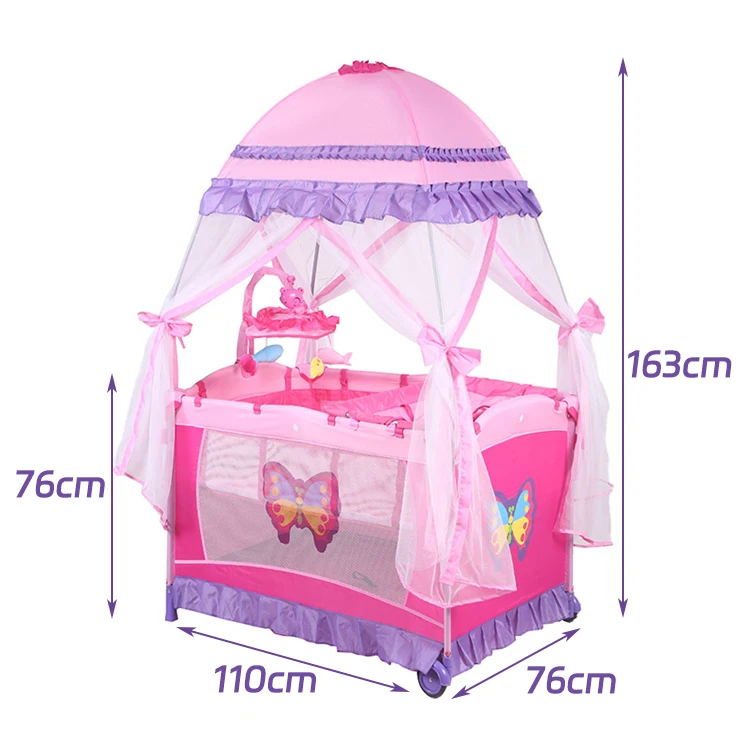 Wholesale Products Toddler Folding Cot Camas Para Ninas Crib Bed Baby Girl Portable Folding Baby Bed With Net Mosquito