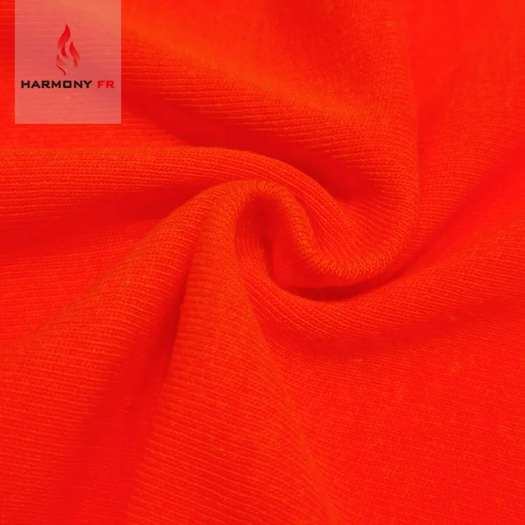 Modacrylic Viscose Knitted FR Fire Resistant Fluorescent Orange Fabric