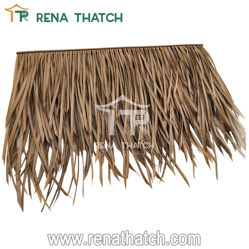 Weather Resistant synthetic plastic straw thatch price synthetic palm thatch artificial palm tiki thatch