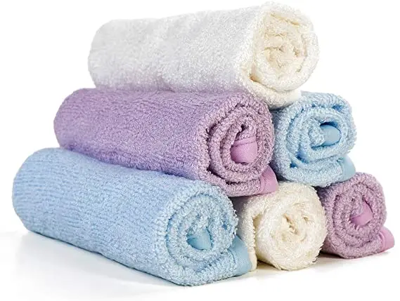 Muslin Baby Washclothes, Custom Hand Towel Super Soft Pure Color 100% Organic Bamboo for Kids Cartoon Customized Woven Square