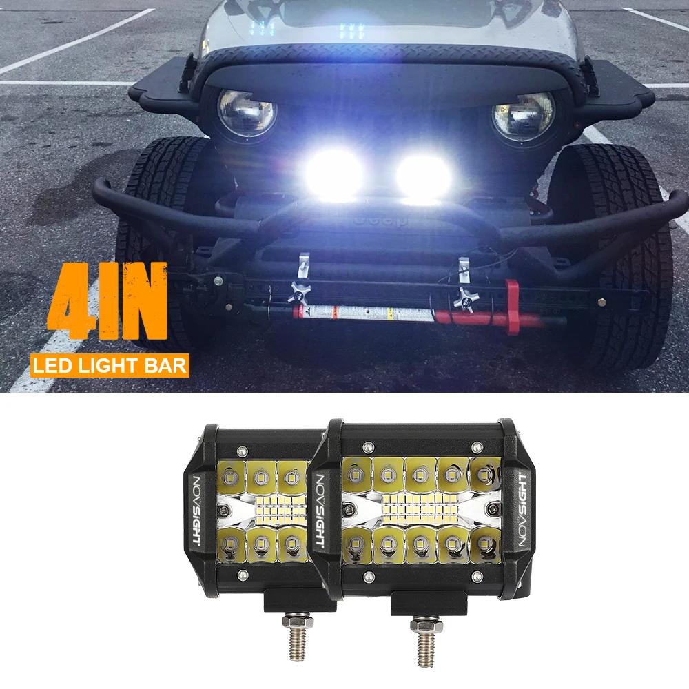 Novsight Led Light Bar 4 Inch 60W 120W Spot Flood Combo Led Driving Lamp Off Road Lights Barra Led Work Light Boat Lamp