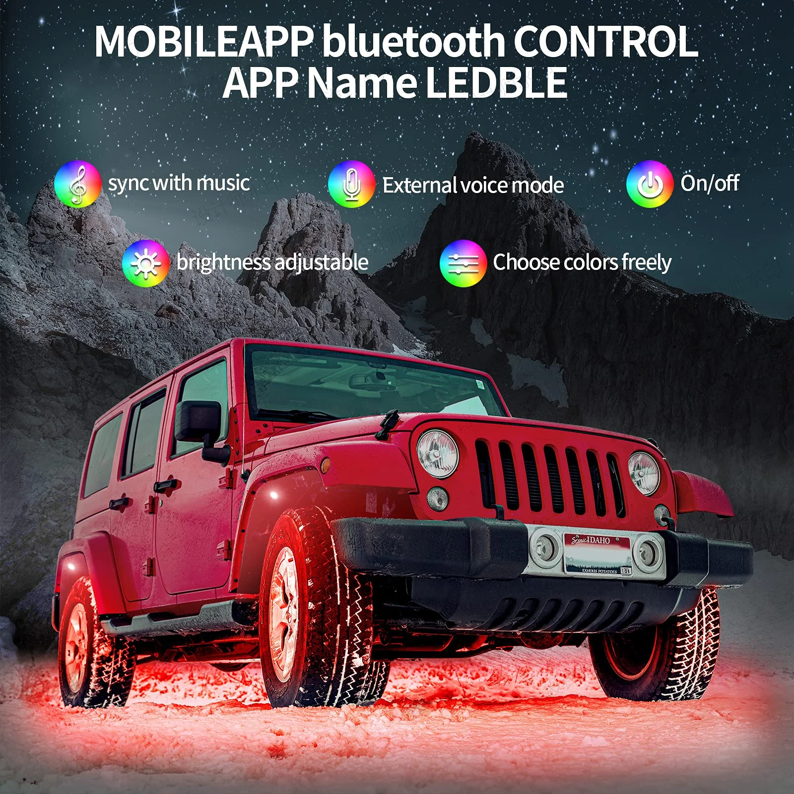 Wireless Remote Control Rgb Car Ambient Lighting white Underglow Coches Luces Led Off-Road Rock Lights