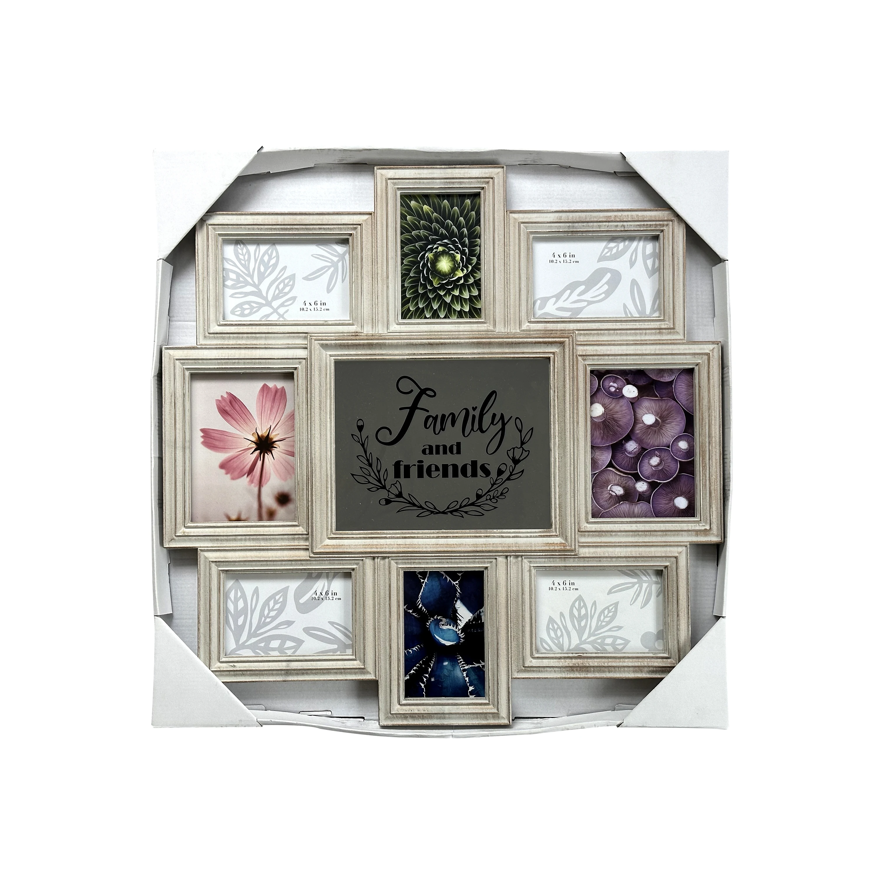 Family Hot Sale New Design 8 opening collage with mirror plastic (pp) photo frame  for wall decoration Picture frame