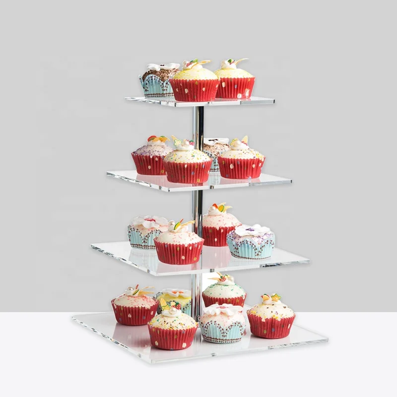 Dessert Stand Cupcake Stand Acrylic Holder 3 Tiers Square for Baby Shower Bridal Shower Birthday Wedding Hold 9 Donuts