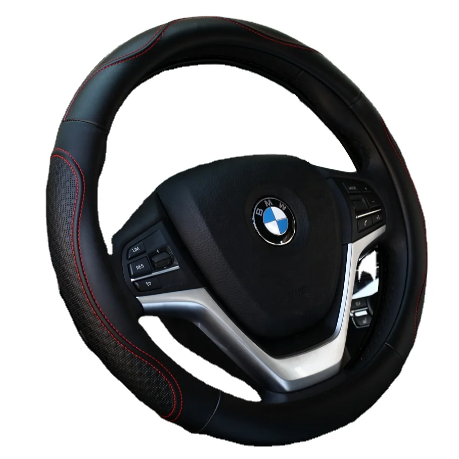 
Automotive general purpose car steering wheel cover non-slip, sweat absorption and breathable natural leather 