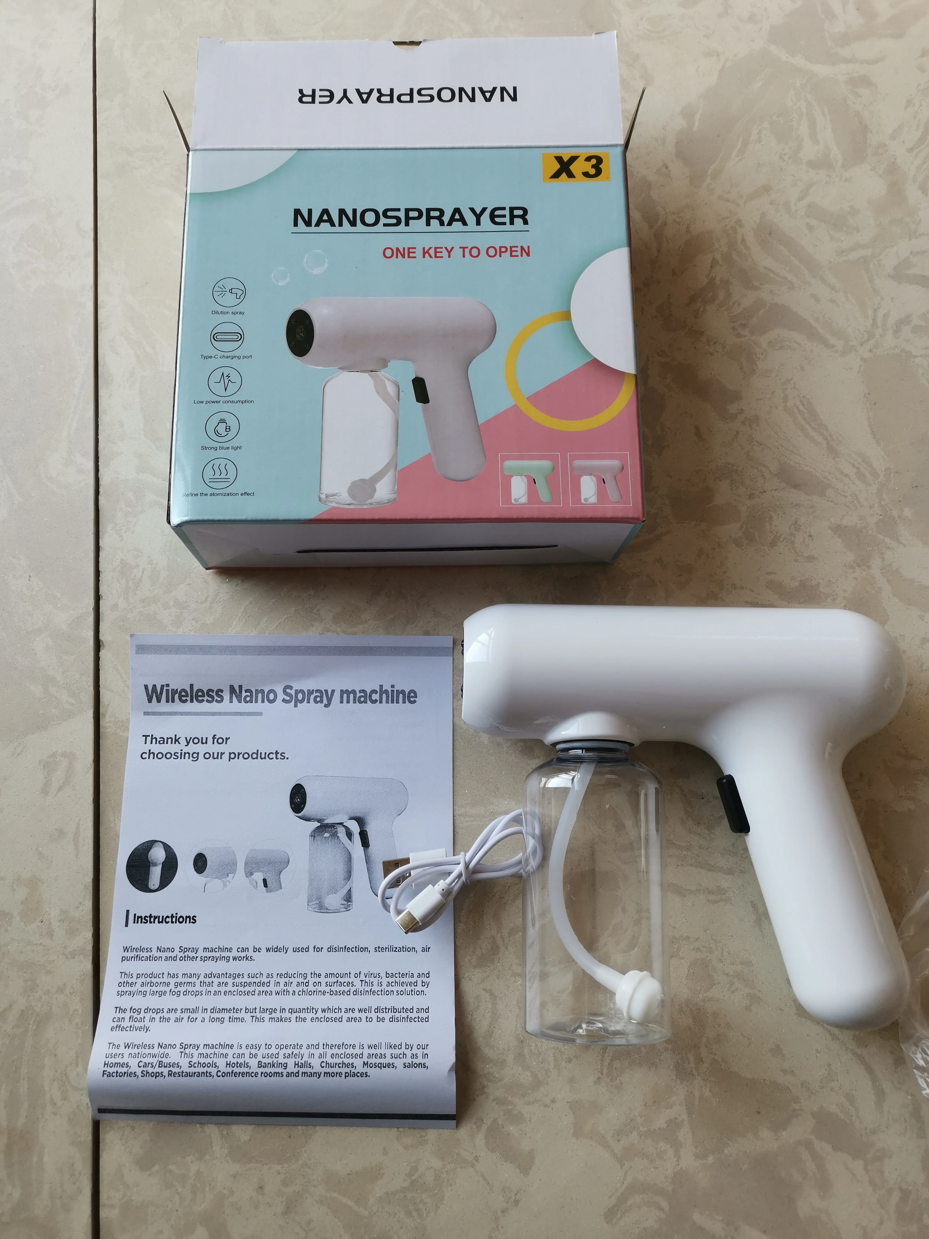 Nano Spray Gun Fogger Machine Portable Cordless Steam Atomizing Sprayer Gun for Disinfecting