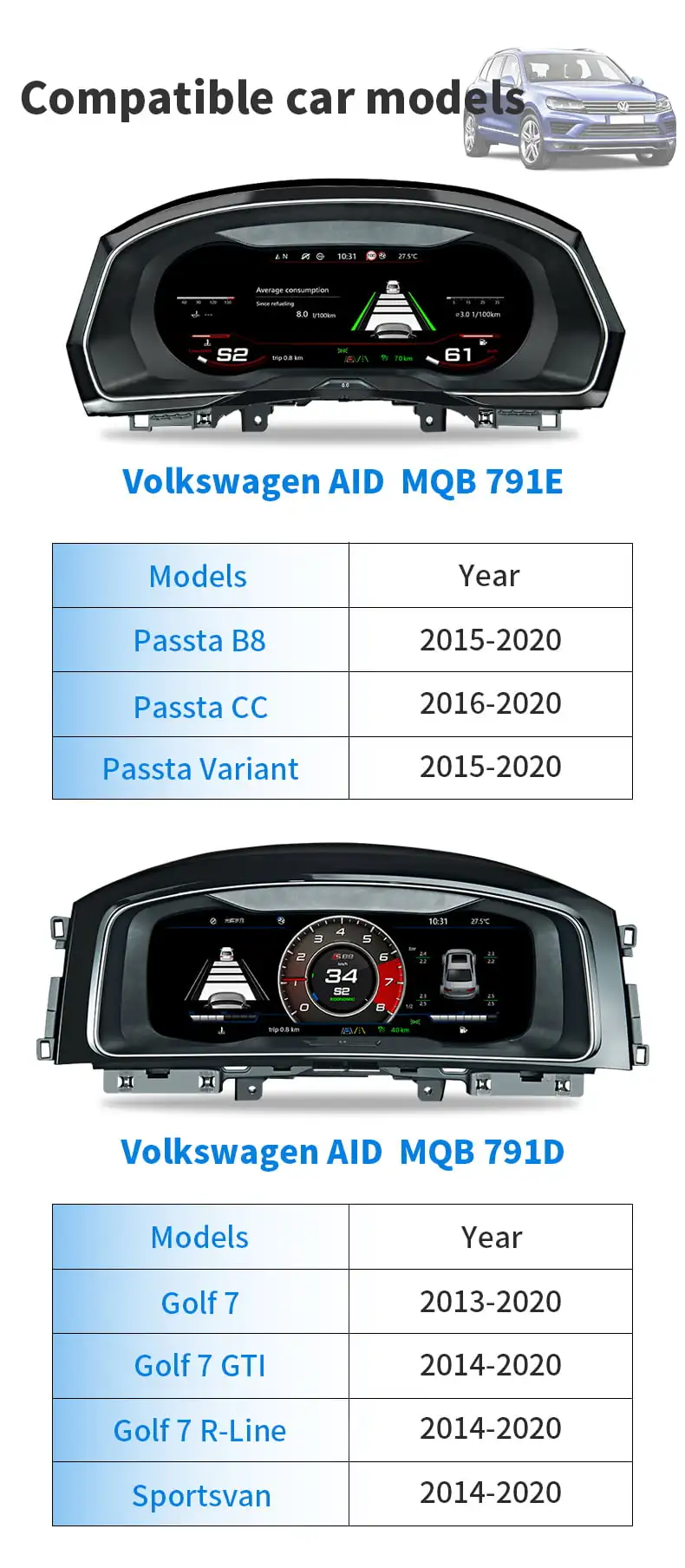android car stereo Audio system dashboard lcd touchscreen monitor for Golf 7