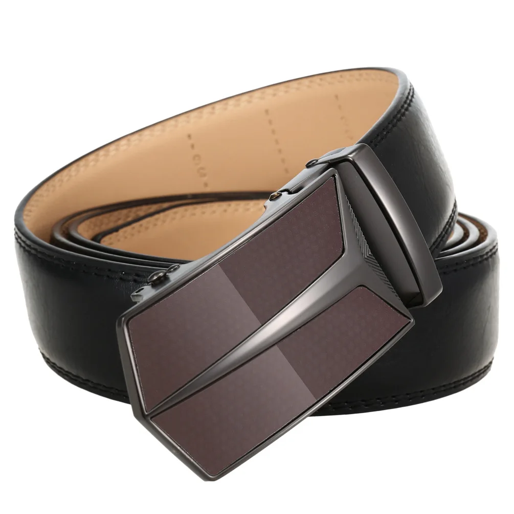 Luxury Business Cowboy Top Grain Leather Golf Belt With Customized Buckle Luxury Leather Belts For Men