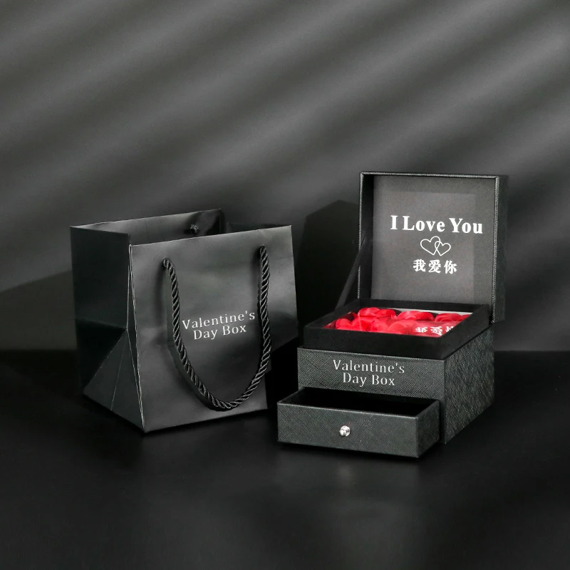 Valentine Wholesale Luxury Gift Preserved Flower Box Everlasting Stabilized Preserved Rose In Gift Watch Ring jewelry Box