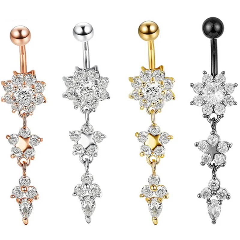 Wholesale Drop Belly Button Rings  Belly Barbell Piercing Reverse Curved Navel Barbell Body Jewelry