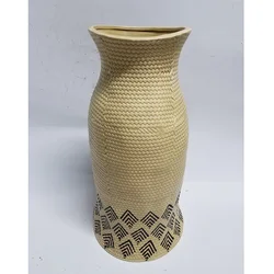 Craft Ceramic Decoration Rustic Brown Porcelain Design Flowers  Weaving Flower Vase