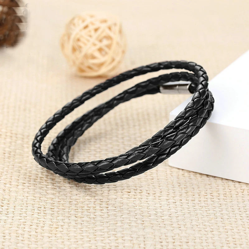 
Magnet buckle woven personalized PU leather bracelet bracelet leather rope 