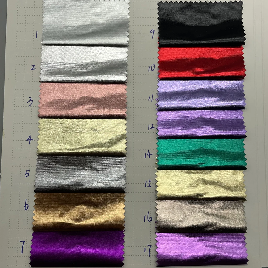 Metallic Foil color shiny glossy coating woven non stretch polyester waterproof fabric for bag Glitter Fabric for coat, jacket