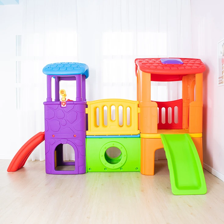 Kindergarten colorful indoor playground slide combination plastic playhouse toy