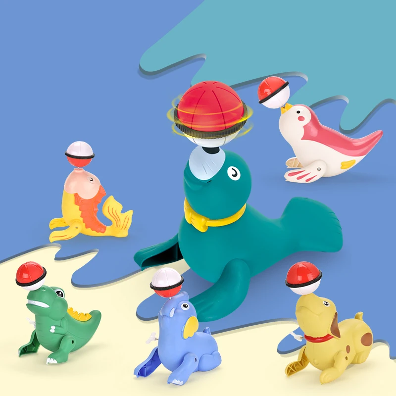 GCC Cute plastic wind up toy acrobatic top ball dolphin animal simulation toy for kids gifts