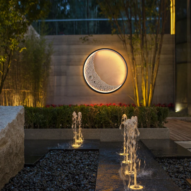 Modern Style Resin Moon Shape Wall Light Black Wall Sconce for Living Room Bedroom Reading Room Villa Outdoor or Indoor