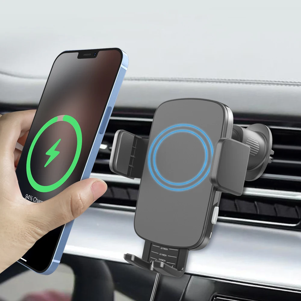 2 In 1 Mobile Phone Induction Charger Wireless Car Charger Holder 15W Fast Charging Car Air Vent Phone Holder