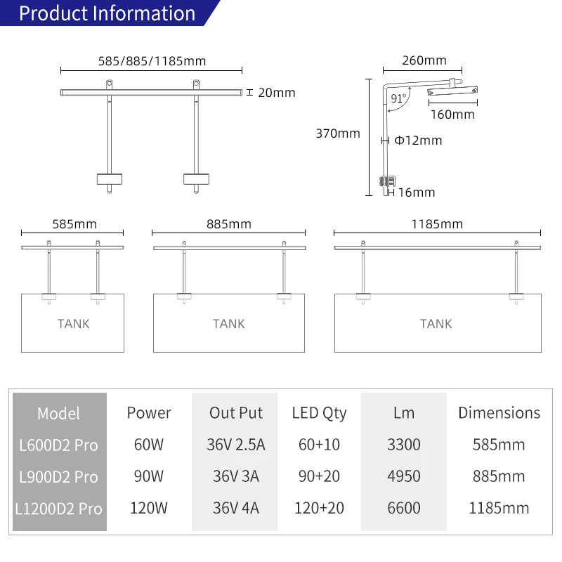 WEEK AQUA Lseries-D  APP control Aquarium equipments lightings RGB+UVA aquarium led grow lamp for plants growth Lighting
