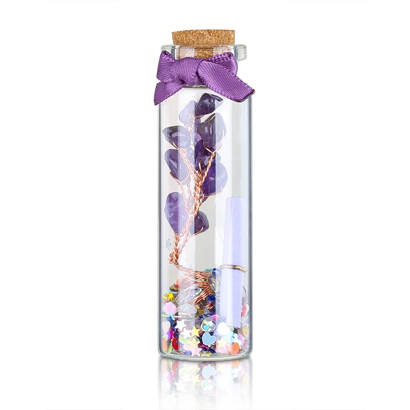 Promotional Gift Wishing Bottle Tiny Glass Container Vial Gemstone Drift