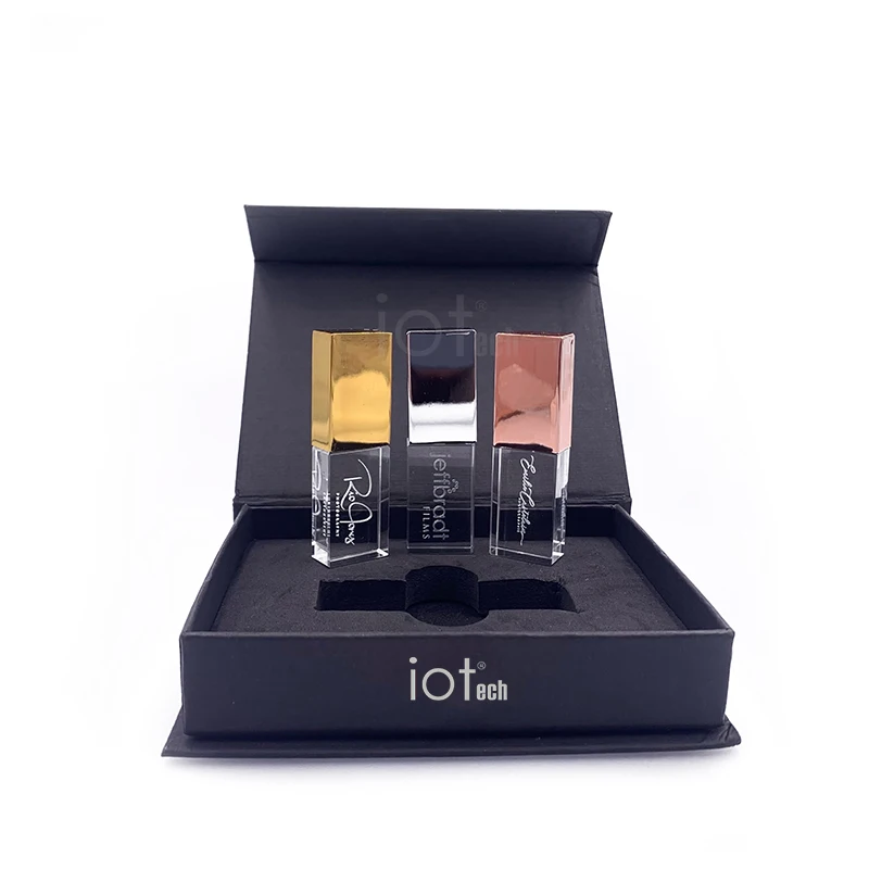 Custom logo Crystal Transparent USB Flash Drives, USB 2.0 Crystal USB Flash Pen Driver with PP Box Wedding Photography