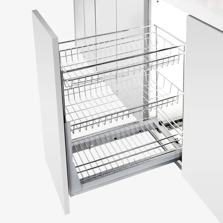 Kitchen Cabinet Side Pull Out Basket for Base Cabinet Storage