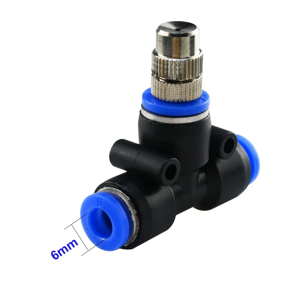 Tee Connector with Adjustable Nozzle 6-12MM Quick-connecting Garden Sprinkler Plastic Connector with Water Fog Mist Nozzle