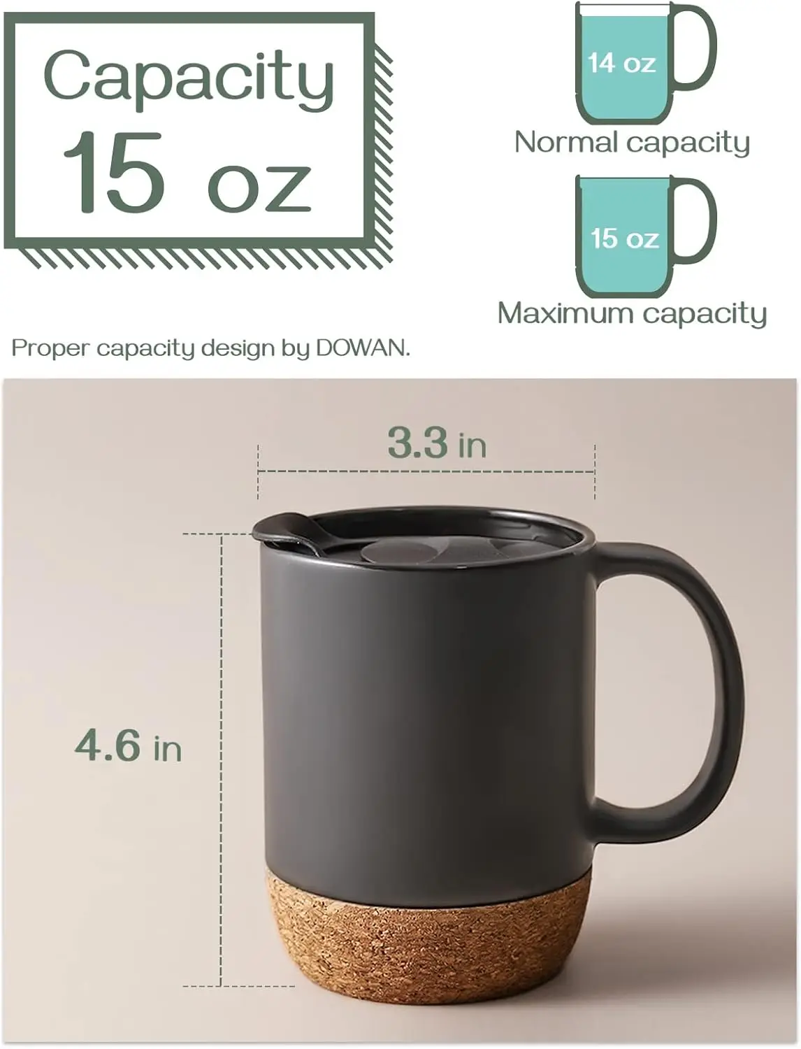11 oz Ceramic Chocolate Milk Mug Novelty Tea Porcelain Coffee Cup with Cork Bottom and Spill Proof Lid Office Christmas Gifts