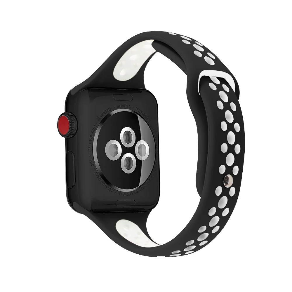 Slim strap For Apple Watch band 40mm 44mm iWatch Band 38mm 42mm Breathable Sport silicone bracelet Apple watch 5 4 3 21 44 40