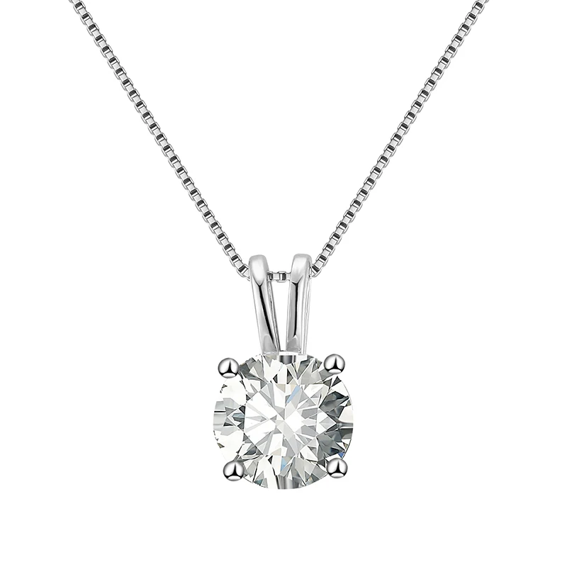 Classic Design 925 Sterling Silver Round 2ct 3ct Solitaire Moissanite D vvs1 Diamond Pendant Women Jewelry Necklace