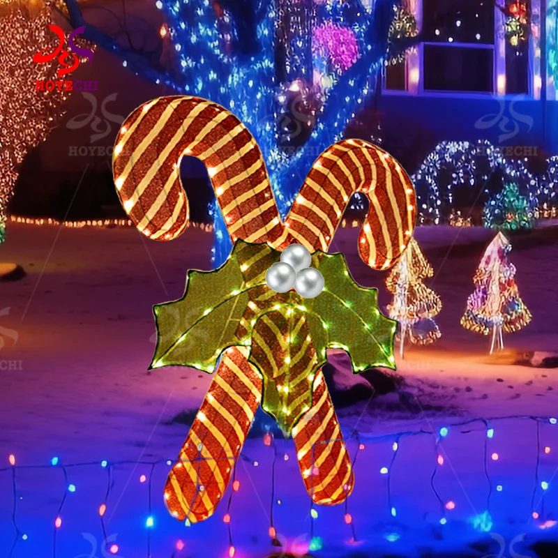 Custom Factory wholesale new 3D Christmas decoration candy cane shape Garden decoration