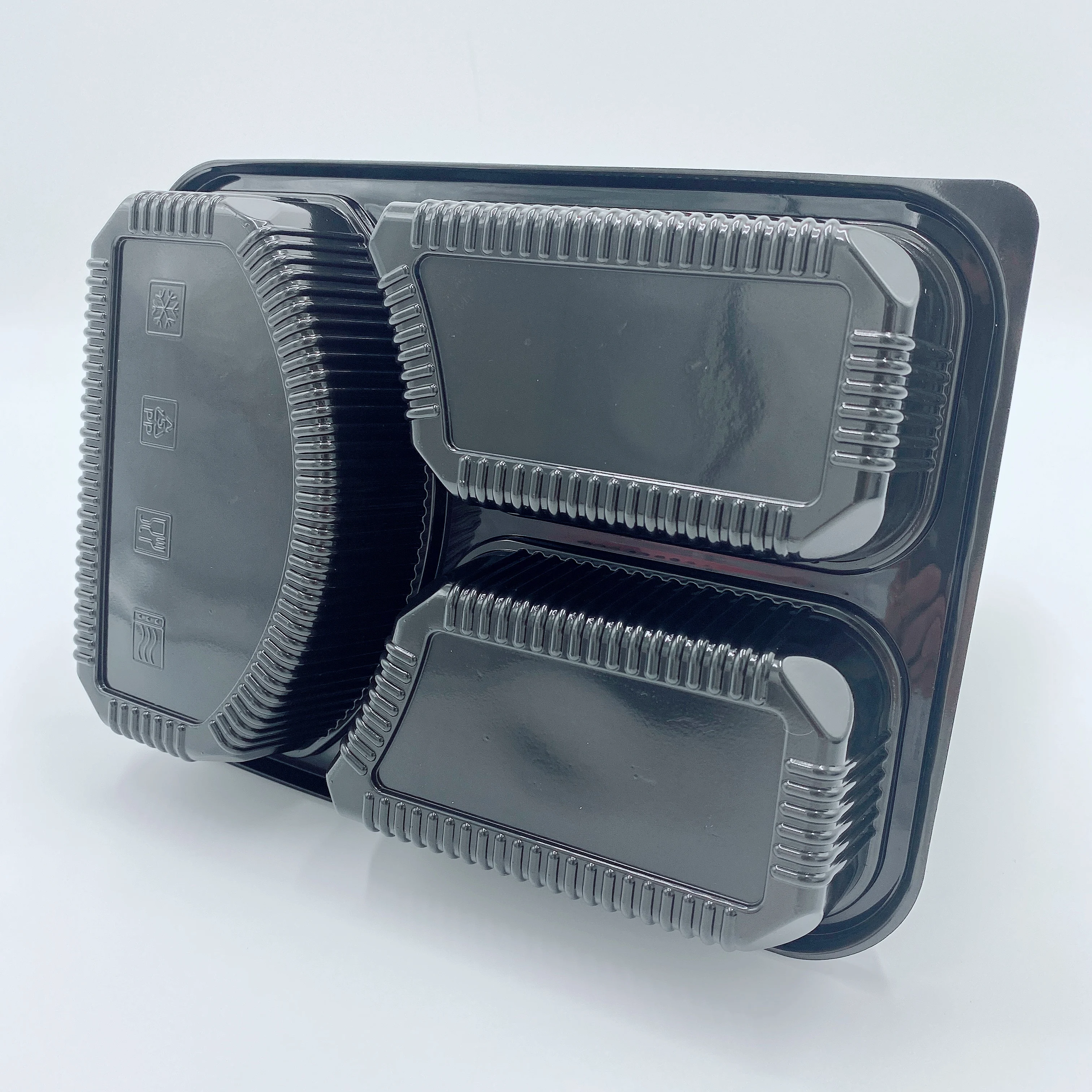 
Wholesale Clear 3 Compartment Round Food Grade 3 Compartment Disposable Food Container 