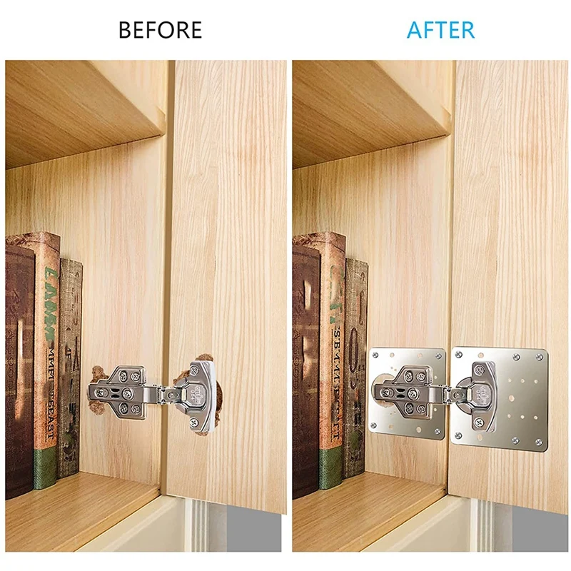 Cabinet Hinge Repair Plate Kit Kitchen Cupboard Door Hinge Mounting Plate with Screws Flat Fixing Brace Brackets