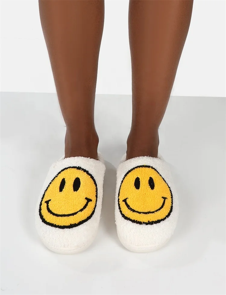 LF-62 2021 Fashion Fur Slippers Home House Bedroom Fall Winter Fuzzy Smile Slippers for Women