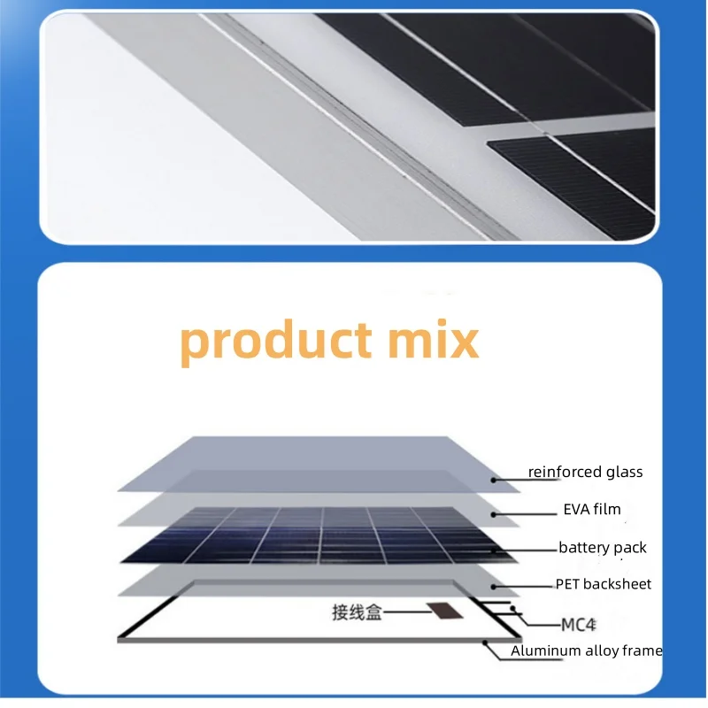 Outdoor Solar Panel 18V32V Power Generation System High Conversion Rate Monocrystalline Polysilicon