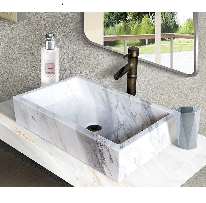 luxury modern white square marble sink volakas white stone bathroom sink toilet sink